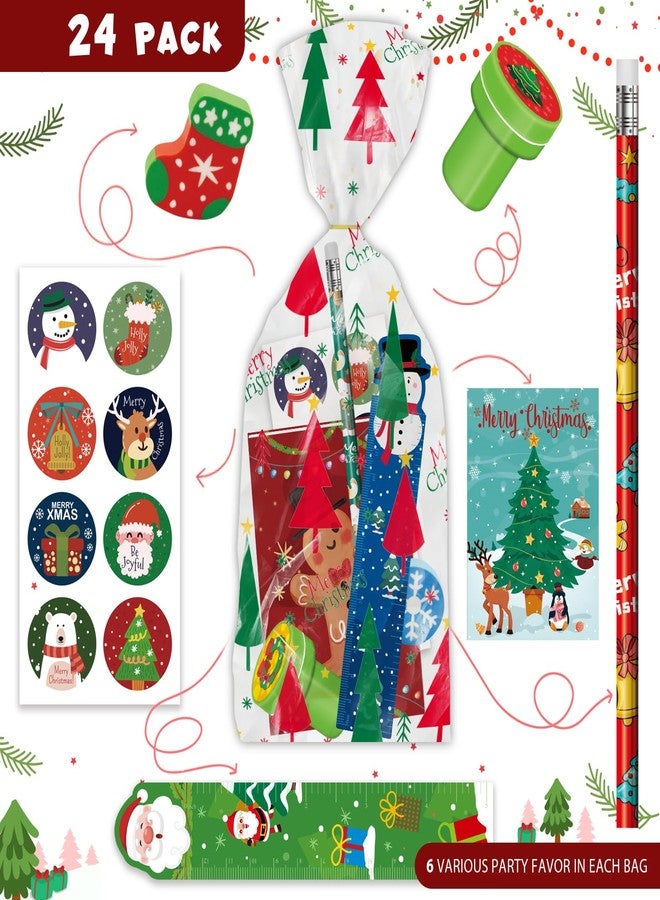 BEARUN 168 PCS Christmas Party Favors for Kids, 24-Pack Christmas Stationery Set for Stocking Stuffers, Christmas-Themed Classroom Gift Exchange Carnival Events Class Reward Gifts and Prizes - Image 2